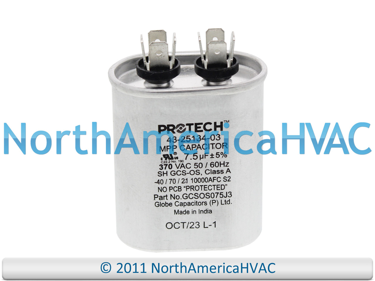 OEM Rheem Ruud WeatherKing Oval Capacitor 7.5 uF MFD 370 Volt